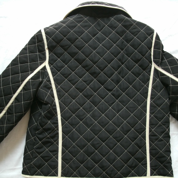 Utex Design Womens Jacket Quilted Black Tan Coat Zipper Polyester Nylon Medium - Picture 6 of 12